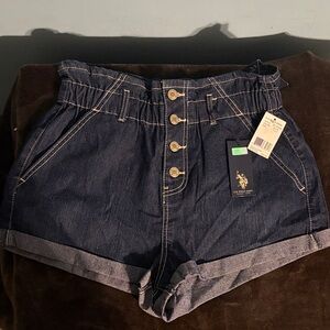 U.S. Polo Assn. Navy Paperbag Waist Denim Shorts